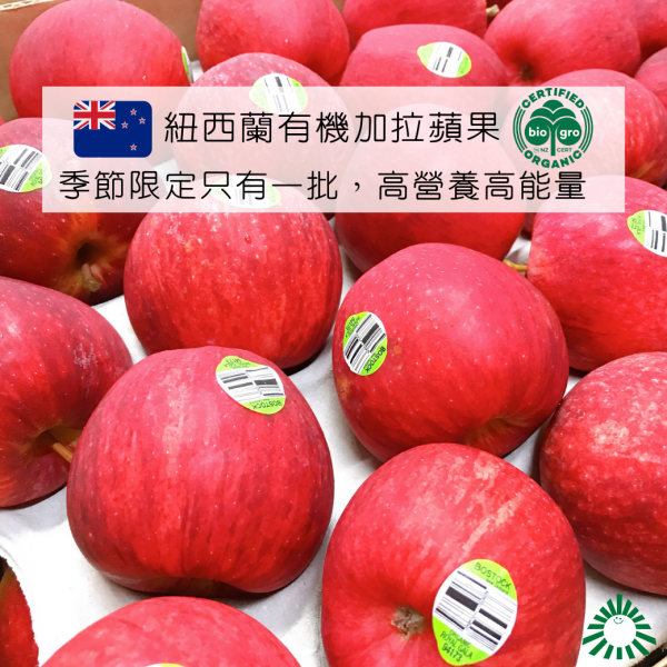 【6折A-級】紐西蘭有機蘋果加拉Gala蘋果【有機無上蠟整顆連皮吃】